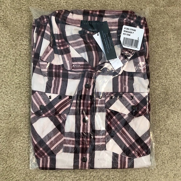 Sanctuary Boyfriend For Life Renegade Plaid Button Down Shirt. NWT! Sz S To 3X - Picture 8 of 13